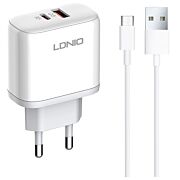 LDNIO brzi punjač 45W A2526C QC4.0 Dual USB-A/USB-C micro USB